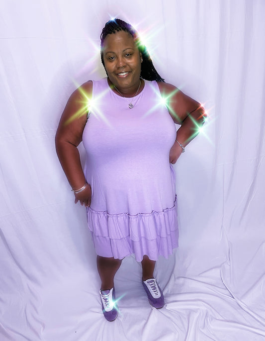 Lavender Ruffle Hem Dress