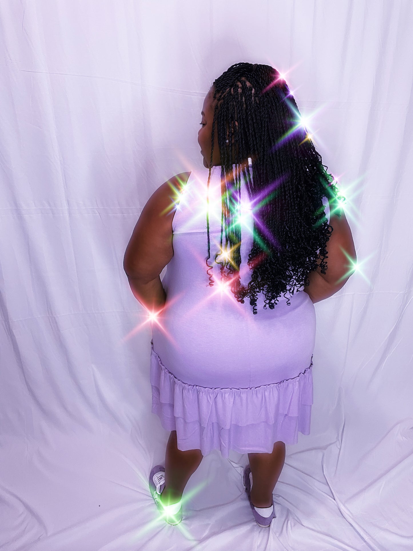 Lavender Ruffle Hem Dress