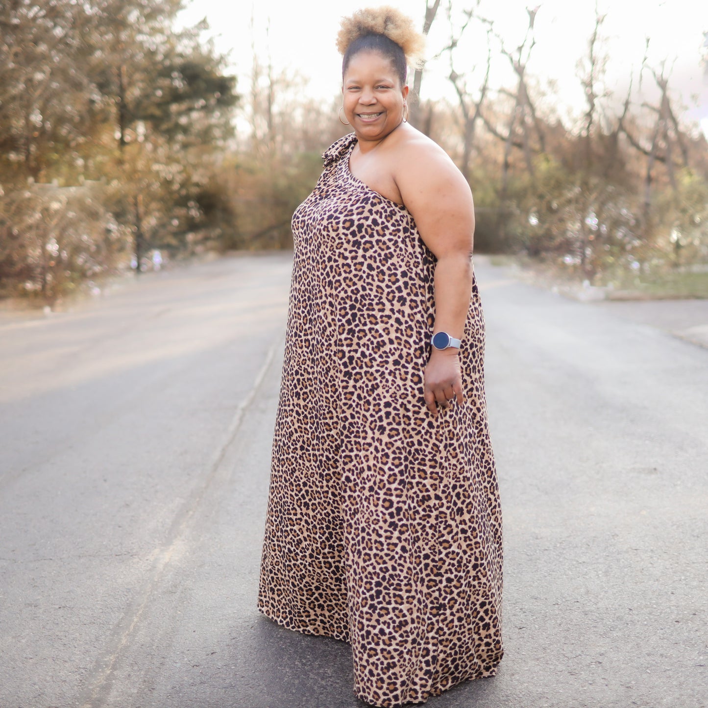 Animal Print One Shoulder Dress