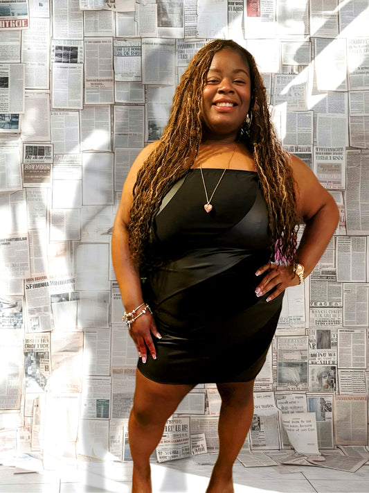 Black Leather Tube Top Dress