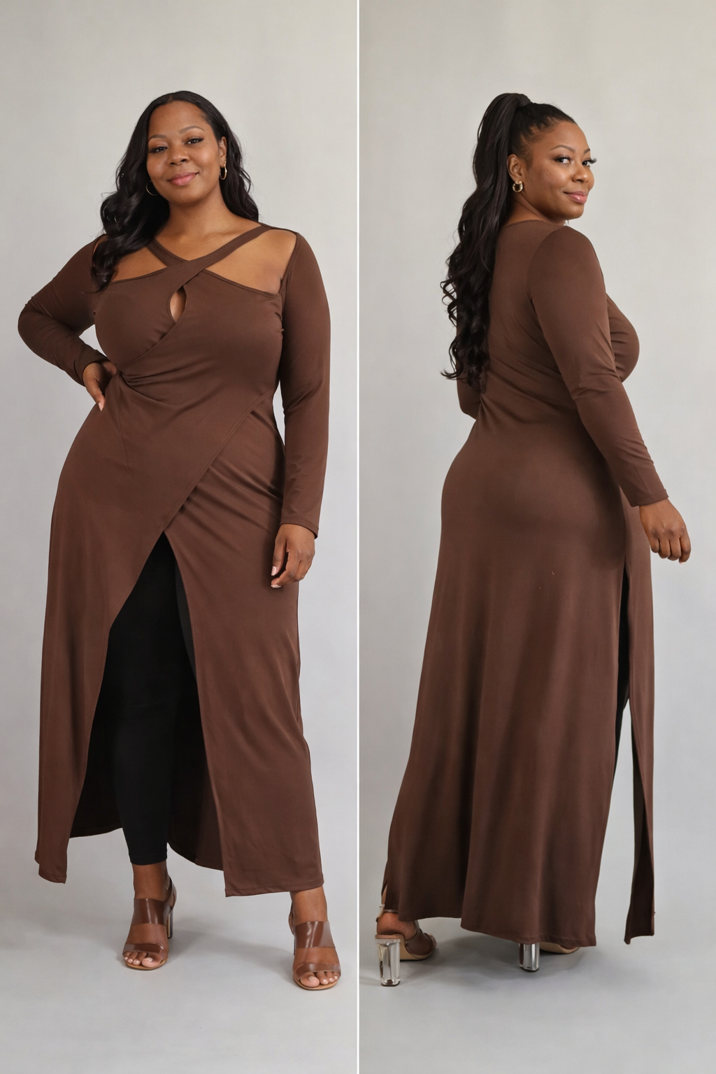 Chocolate Criss Cross Keyhole Top