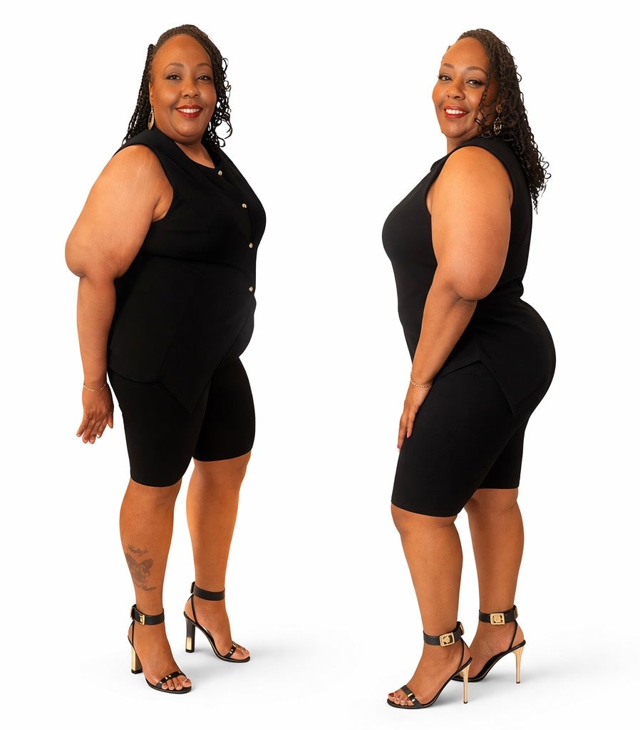 2 Piece Black Vest Set