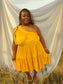 Mustard Yellow One Shoulder Strap Dress