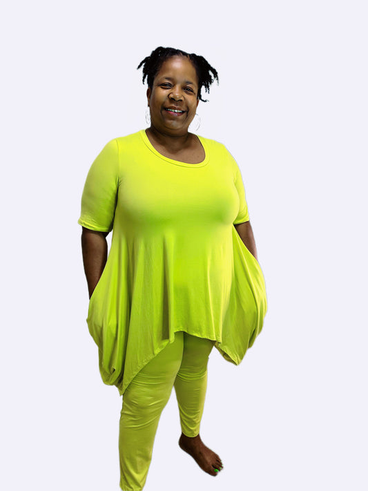 Lime Green High Lo 2 Piece Set