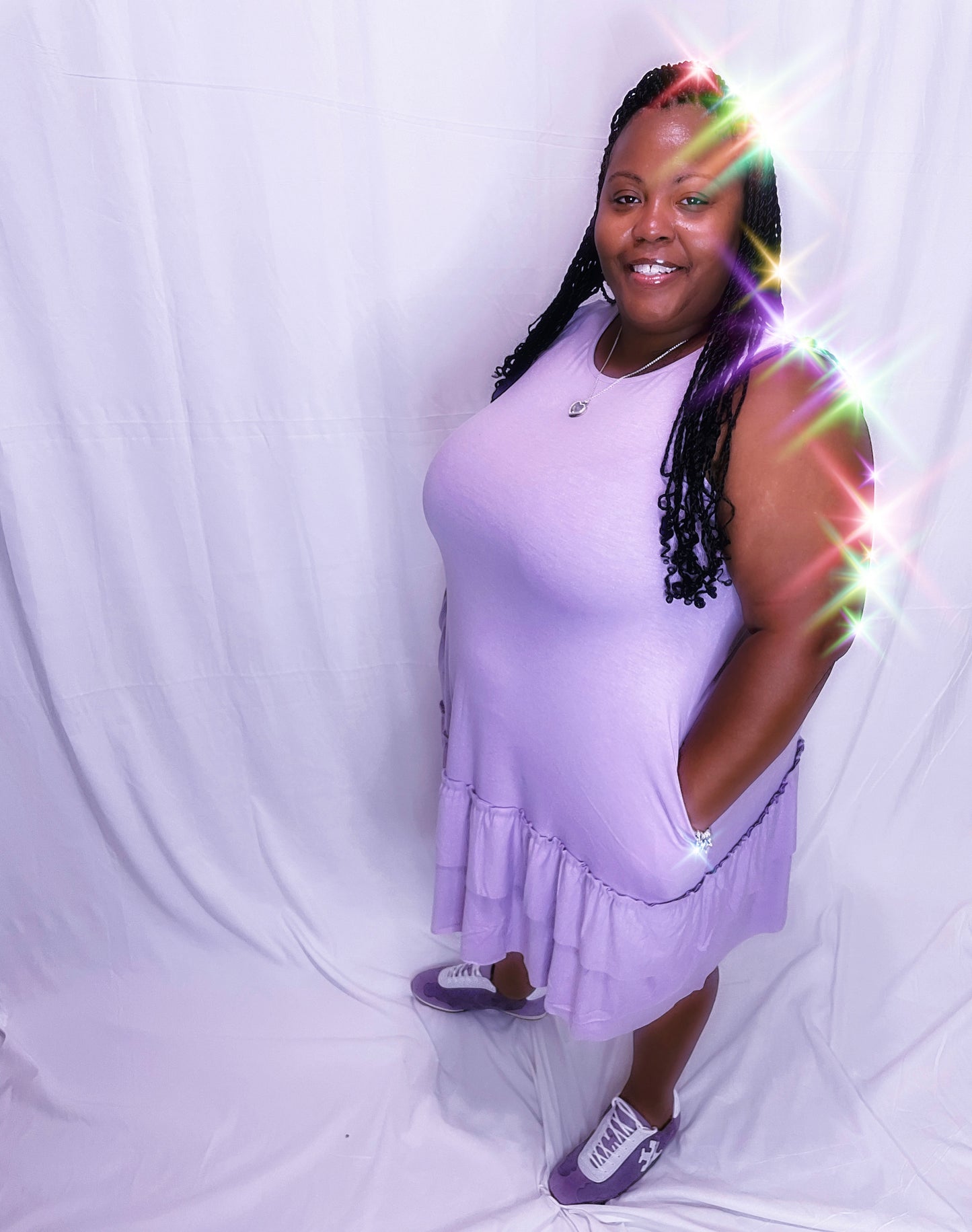 Lavender Ruffle Hem Dress