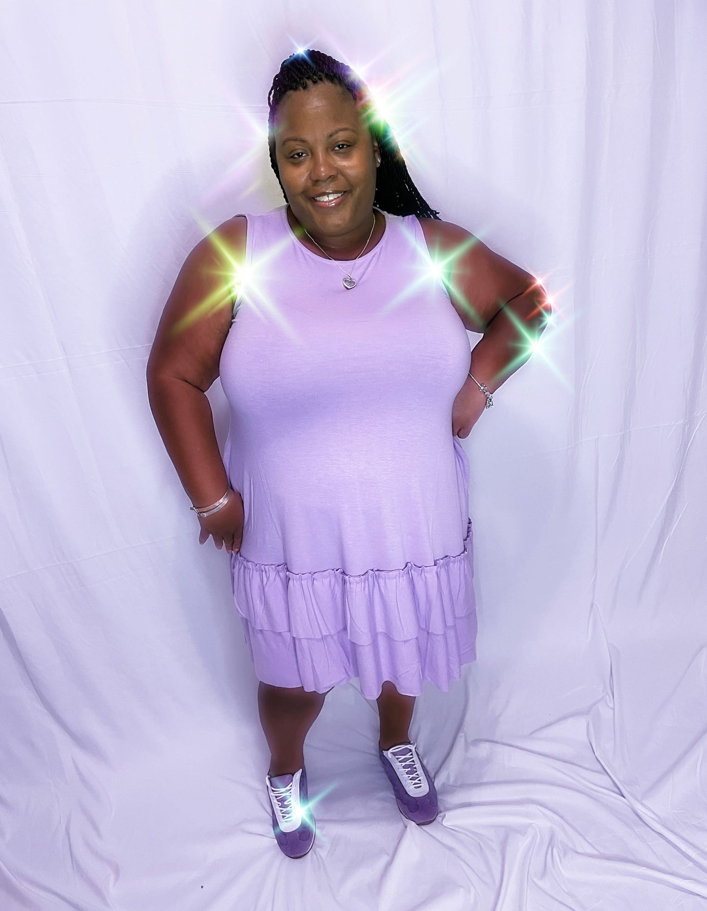 Lavender Ruffle Hem Dress